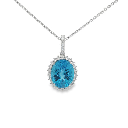 Jai's 14K White Gold Oval-cut Blue Topaz & Diamond Necklace