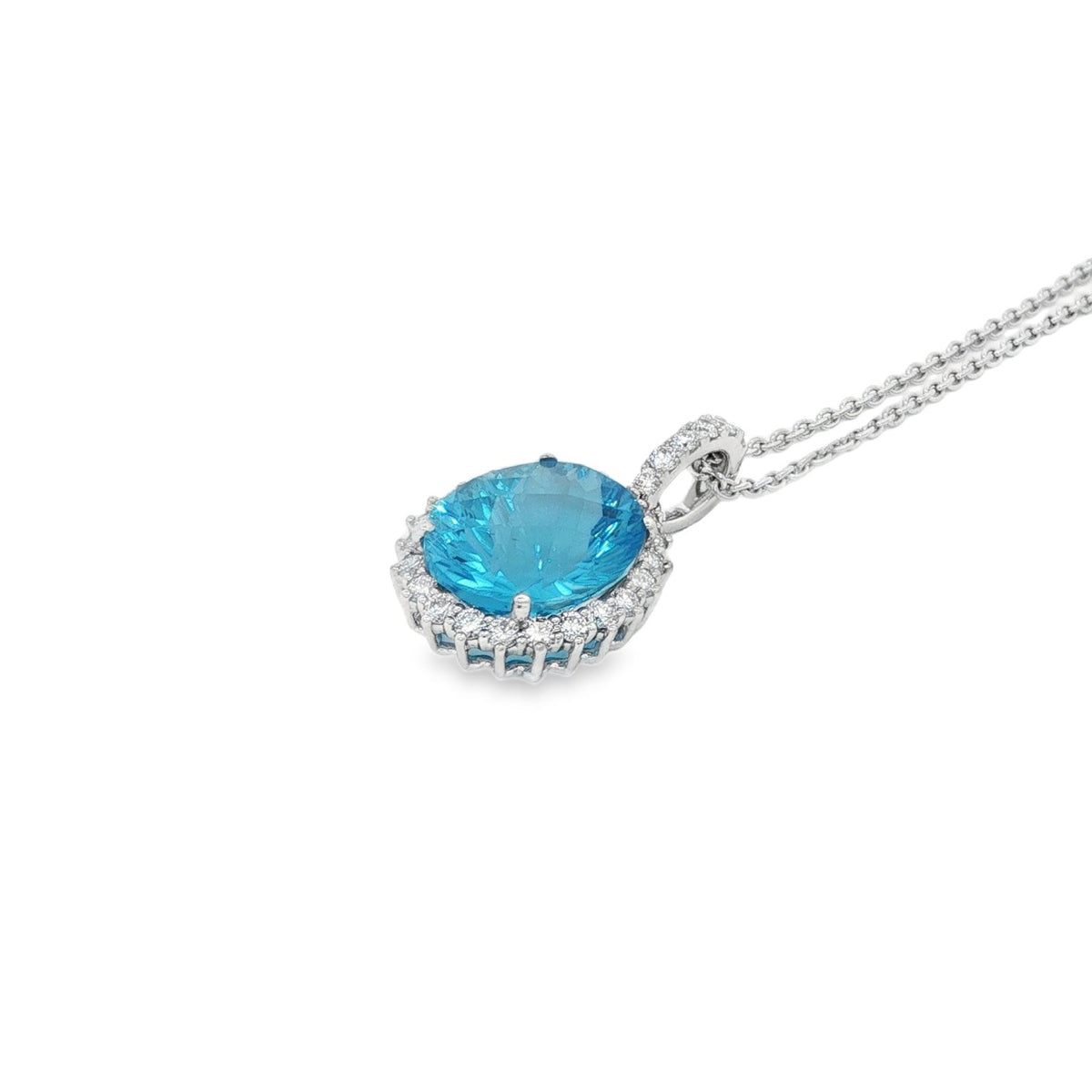 Jai's 14K White Gold Oval-cut Blue Topaz & Diamond Necklace