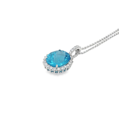 Jai's 14K White Gold Oval-cut Blue Topaz & Diamond Necklace