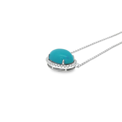 Jai's 14K White Gold Oval Turquoise & Diamond Necklace