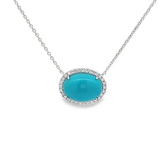 Jai's 14K White Gold Oval Turquoise & Diamond Necklace
