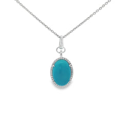 Jai's 14K White Gold Oval Turquoise & Diamond Necklace