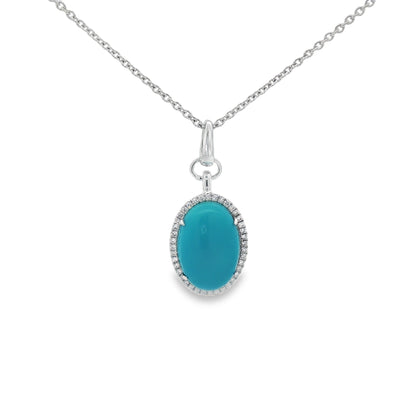 Jai's 14K White Gold Oval Turquoise & Diamond Necklace