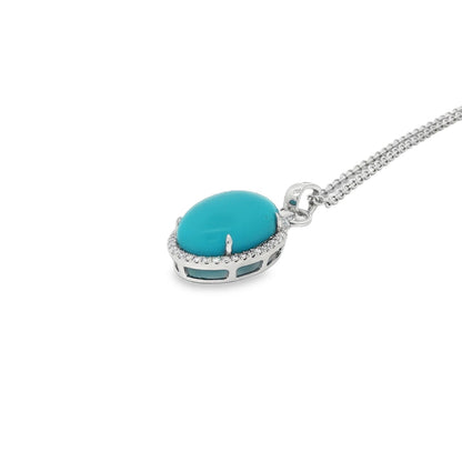 Jai's 14K White Gold Oval Turquoise & Diamond Necklace