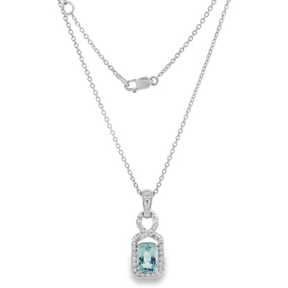 Jai's 14K White Gold Octagon-cut Aquamarine & Diamond Necklace