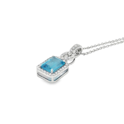 Jai's 14K White Gold Octagon-cut Blue Topaz & Diamond Necklace