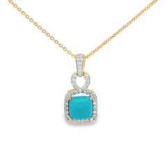Jai's 14K Yellow Gold Square-shaped Turquoise & Diamond Necklace