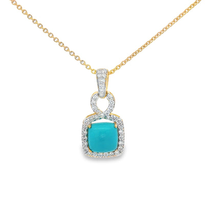 Jai's 14K Yellow Gold Square-shaped Turquoise & Diamond Necklace