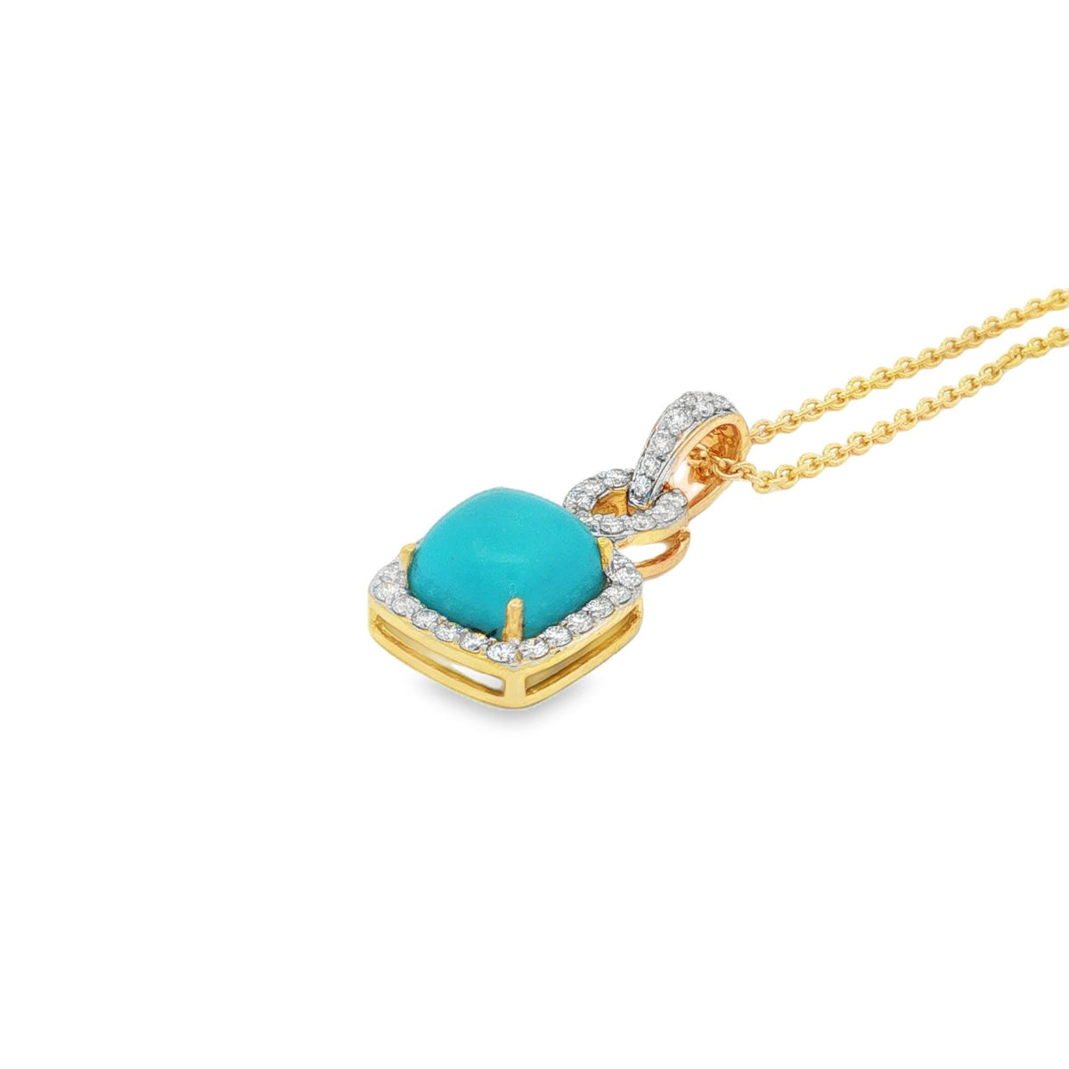 Jai's 14K Yellow Gold Square-shaped Turquoise & Diamond Necklace
