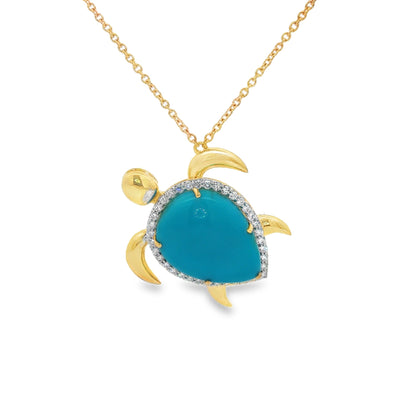 Jai's 14K Yellow Gold Pear-shaped Turquoise & Diamond Necklace