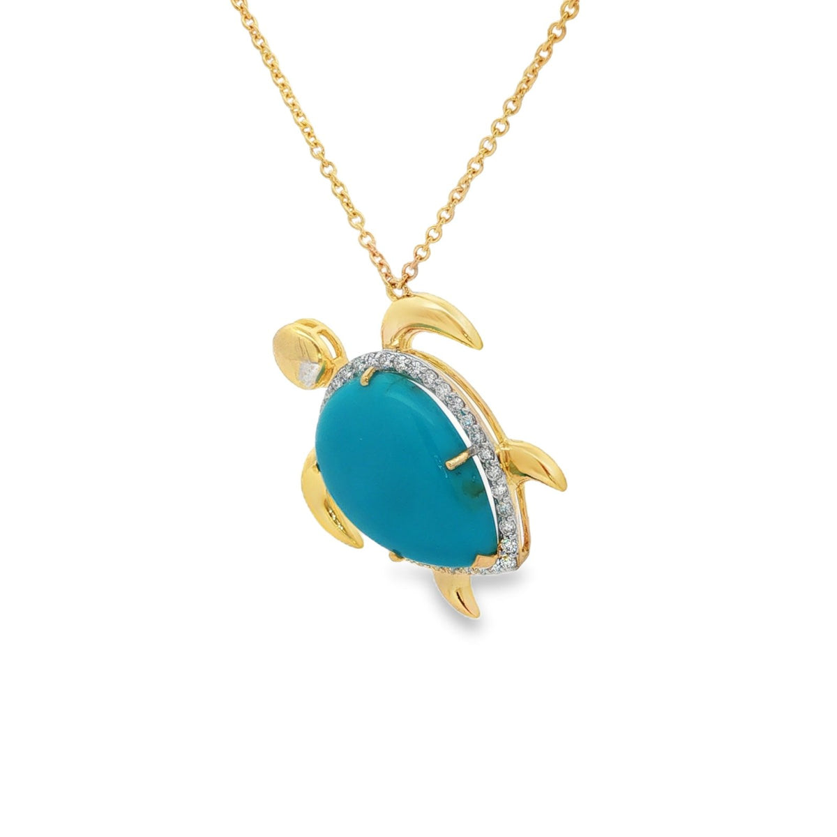 Jai's 14K Yellow Gold Pear-shaped Turquoise & Diamond Necklace