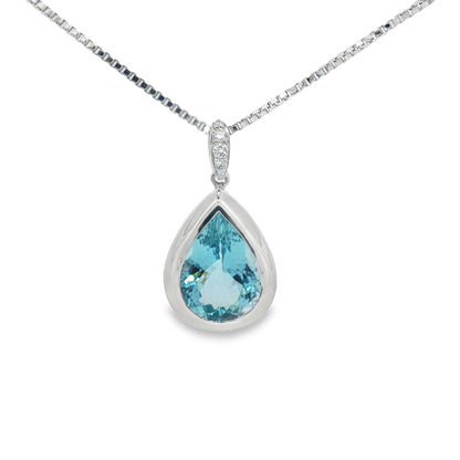 Jai's 14K White Gold Pear-shaped Aquamarine & Diamond Necklace