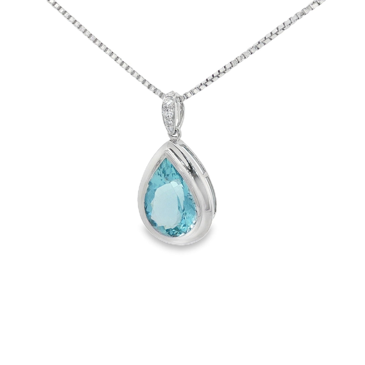 Jai's 14K White Gold Pear-shaped Aquamarine & Diamond Necklace