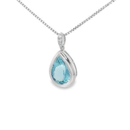 Jai's 14K White Gold Pear-shaped Aquamarine & Diamond Necklace