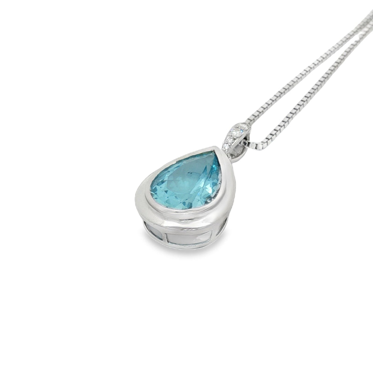 Jai's 14K White Gold Pear-shaped Aquamarine & Diamond Necklace
