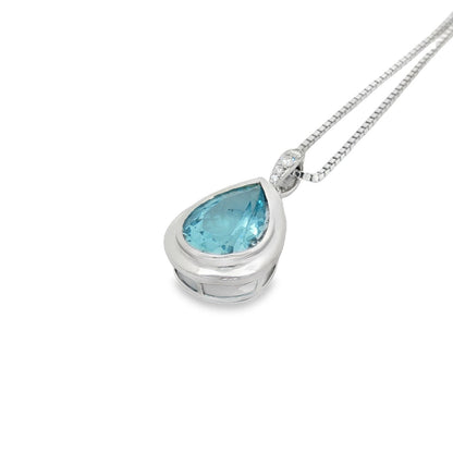 Jai's 14K White Gold Pear-shaped Aquamarine & Diamond Necklace