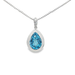 Jai's 14K White Gold Pear-shaped Blue Topaz & Diamond Necklace