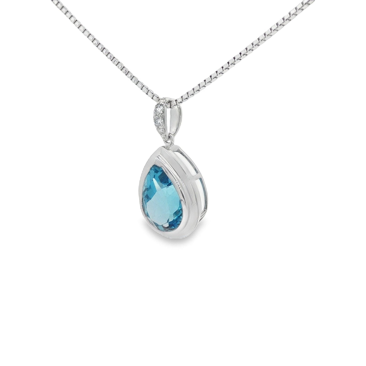 Jai's 14K White Gold Pear-shaped Blue Topaz & Diamond Necklace