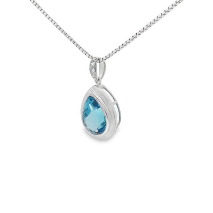 Jai's 14K White Gold Pear-shaped Blue Topaz & Diamond Necklace
