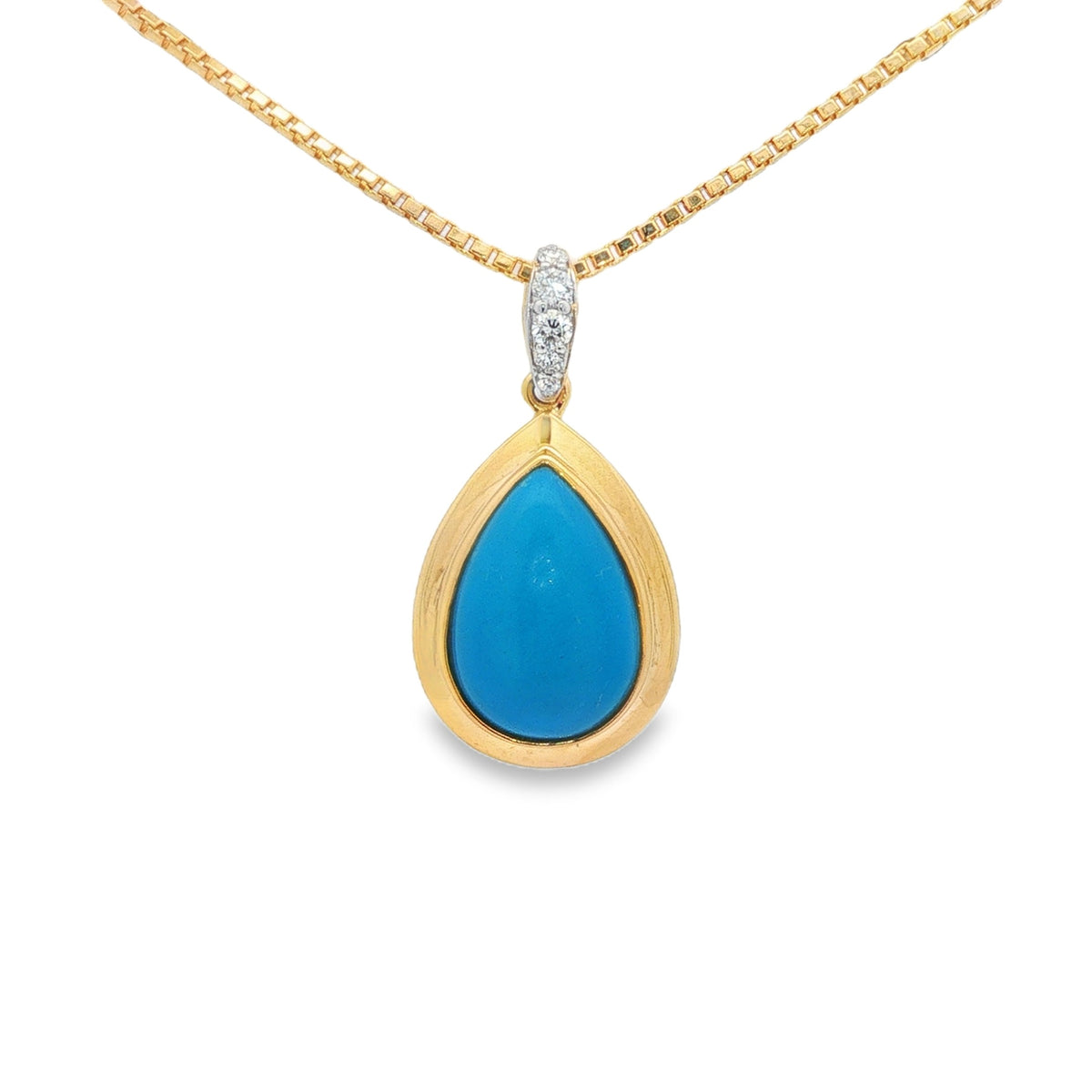 Jai's 14K Yellow Gold Pear-shaped Turquoise & Diamond Necklace