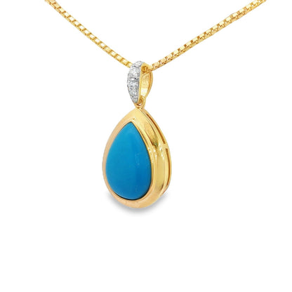 Jai's 14K Yellow Gold Pear-shaped Turquoise & Diamond Necklace