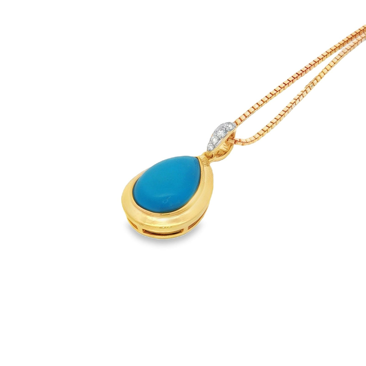 Jai's 14K Yellow Gold Pear-shaped Turquoise & Diamond Necklace