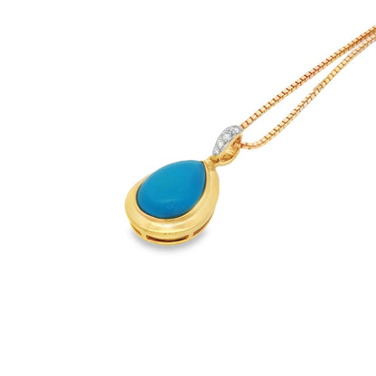 Jai's 14K Yellow Gold Pear-shaped Turquoise & Diamond Necklace