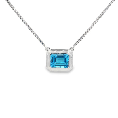 Jai's 14K White Gold Octagon-cut Blue Topaz Necklace
