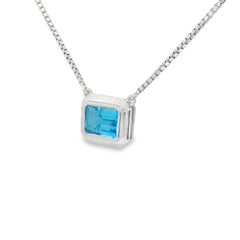 Jai's 14K White Gold Octagon-cut Blue Topaz Necklace