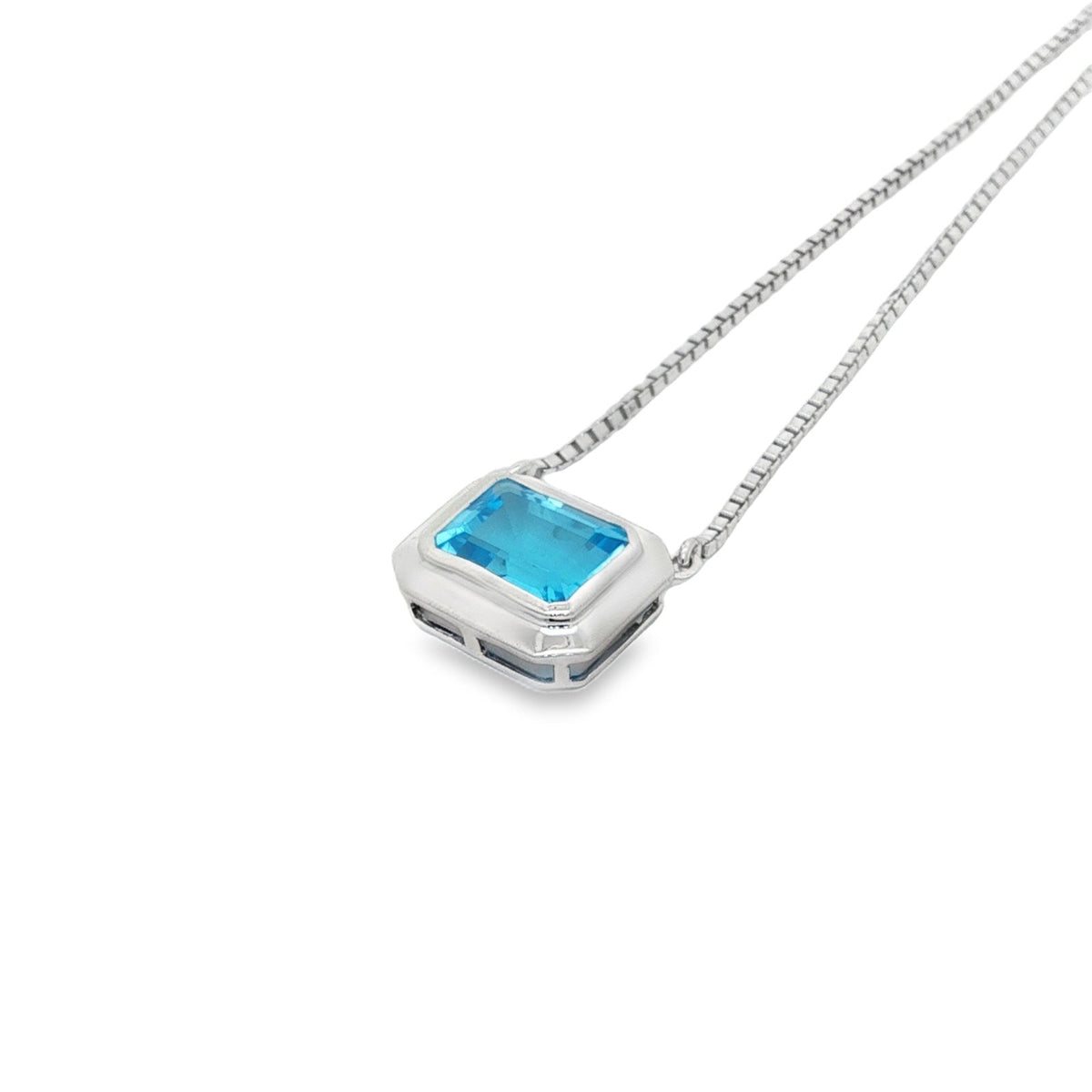 Jai's 14K White Gold Octagon-cut Blue Topaz Necklace