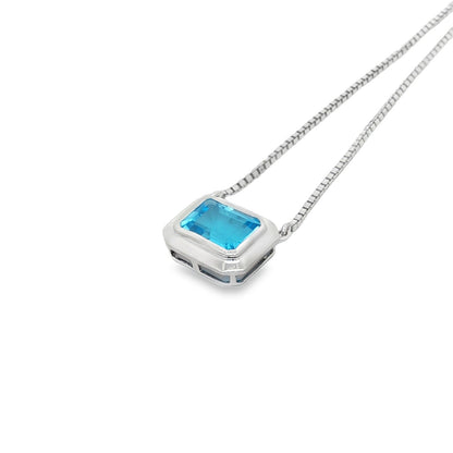 Jai's 14K White Gold Octagon-cut Blue Topaz Necklace