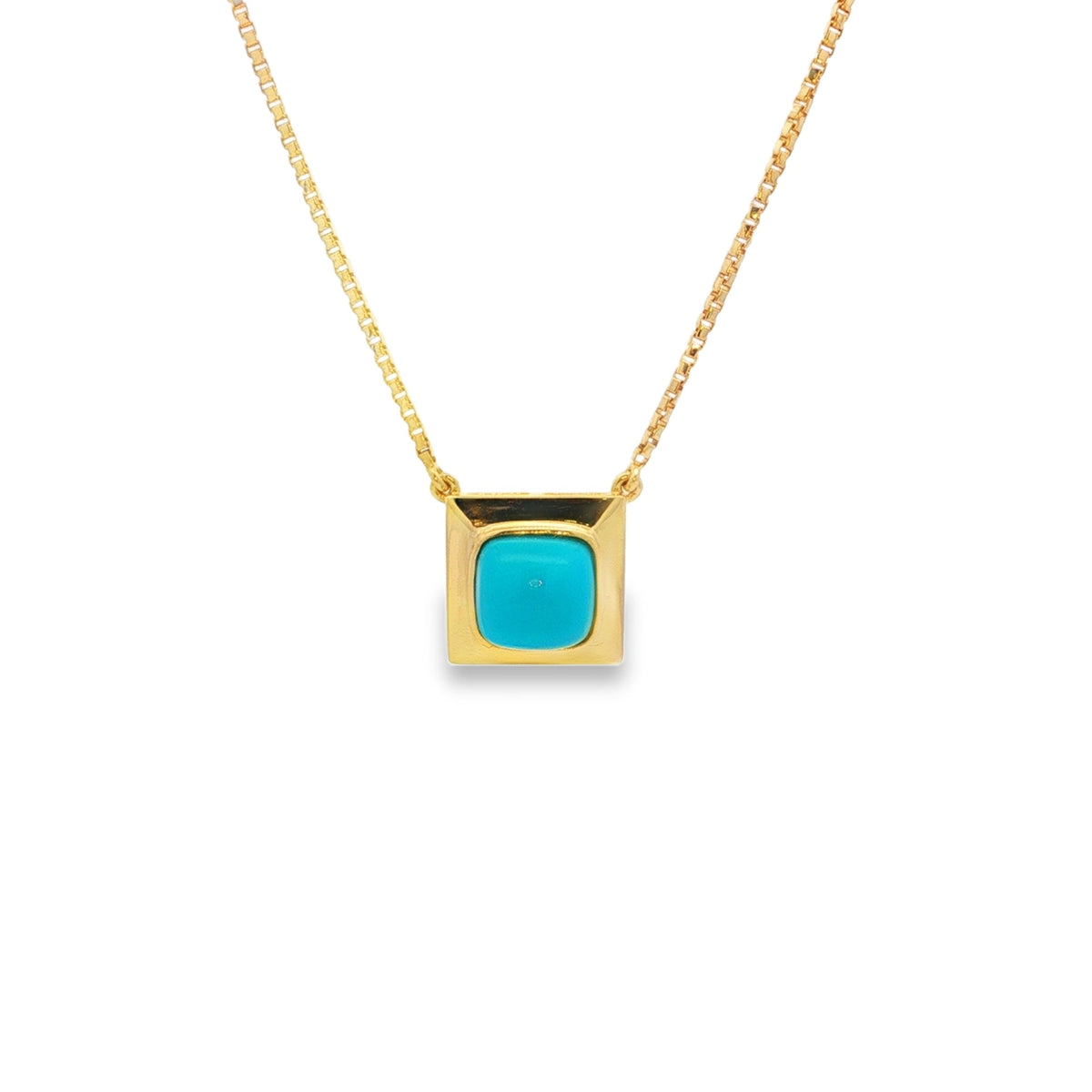 Jai's 14K Yellow Gold Square-shaped Turquoise Necklace