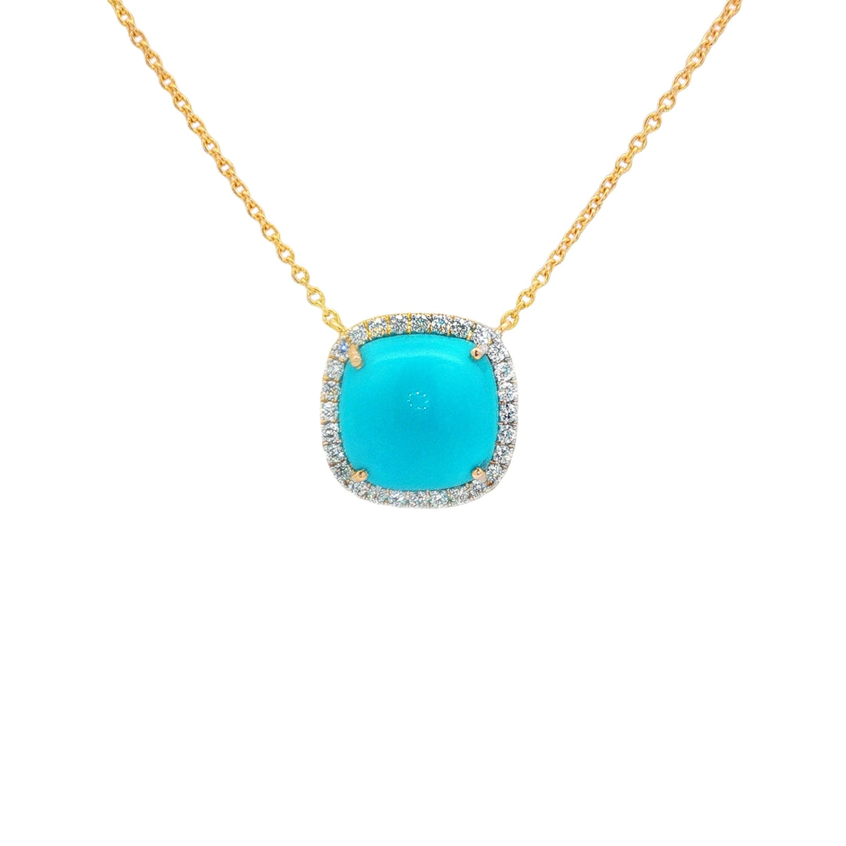 Jai's 14K Yellow Gold Square-shaped Turquoise & Diamond Necklace