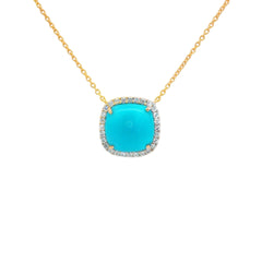 Jai's 14K Yellow Gold Square-shaped Turquoise & Diamond Necklace