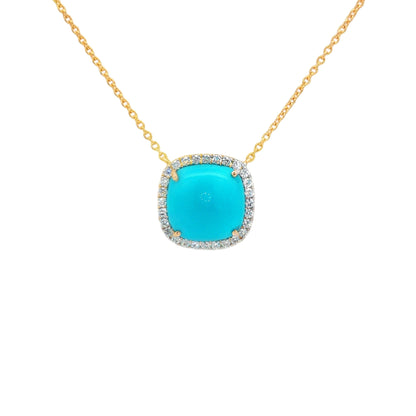 Jai's 14K Yellow Gold Square-shaped Turquoise & Diamond Necklace