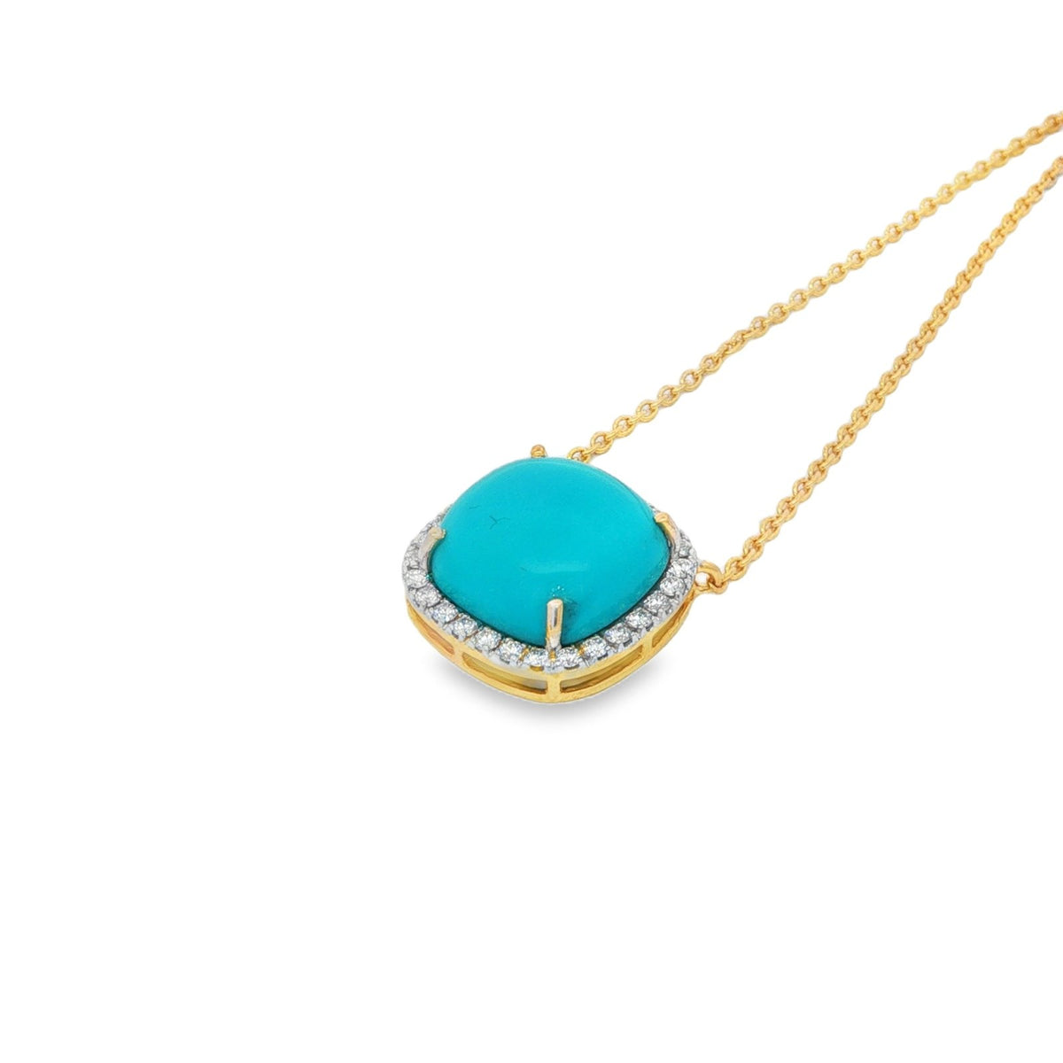 Jai's 14K Yellow Gold Square-shaped Turquoise & Diamond Necklace