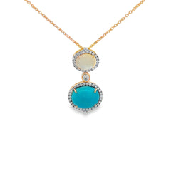Jai's 14K Yellow Gold Turquoise, Mother-of-Pearl & Diamond Necklace