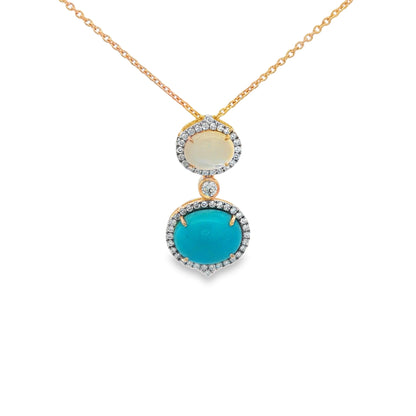 Jai's 14K Yellow Gold Turquoise, Mother-of-Pearl & Diamond Necklace
