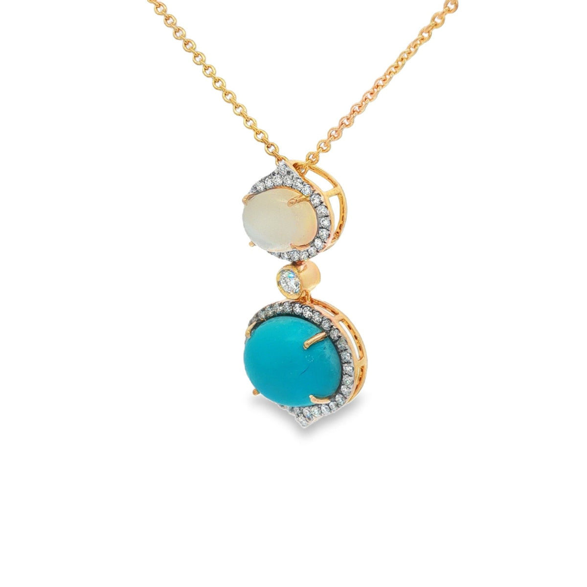 Jai's 14K Yellow Gold Turquoise, Mother-of-Pearl & Diamond Necklace