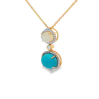 Jai's 14K Yellow Gold Turquoise, Mother-of-Pearl & Diamond Necklace