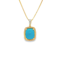 Jai's 14K Yellow Gold Cushion-shaped Turquoise & Diamond Necklace