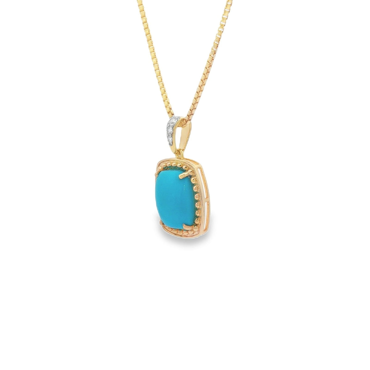 Jai's 14K Yellow Gold Cushion-shaped Turquoise & Diamond Necklace