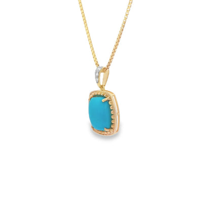 Jai's 14K Yellow Gold Cushion-shaped Turquoise & Diamond Necklace