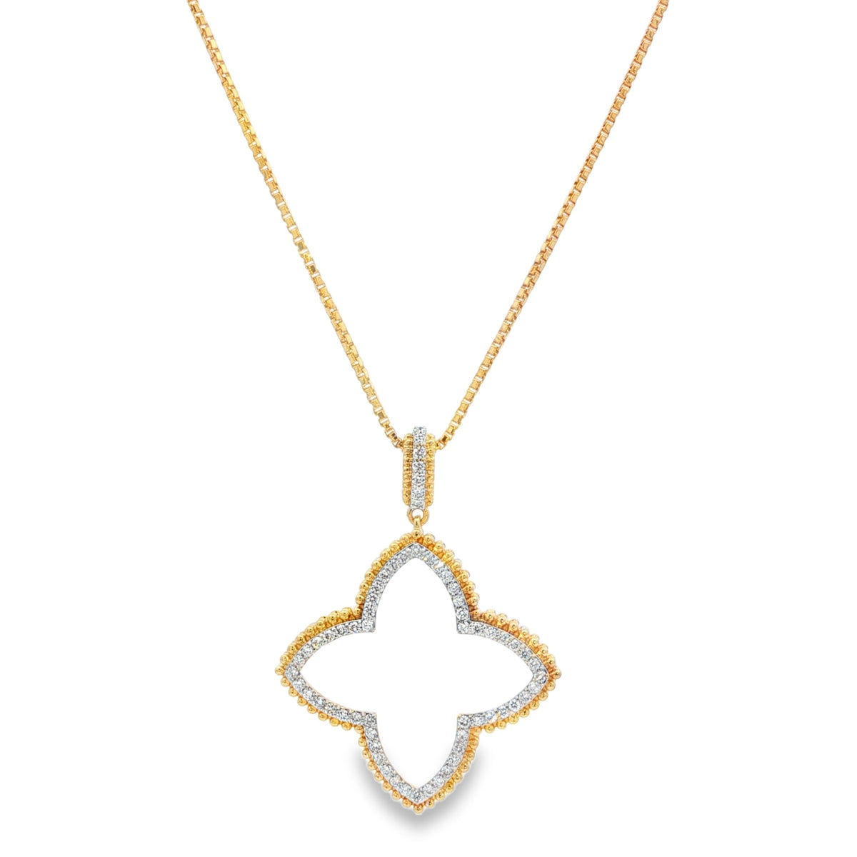 Jai's 14K Yellow Gold Diamond Quatrefoil Necklace