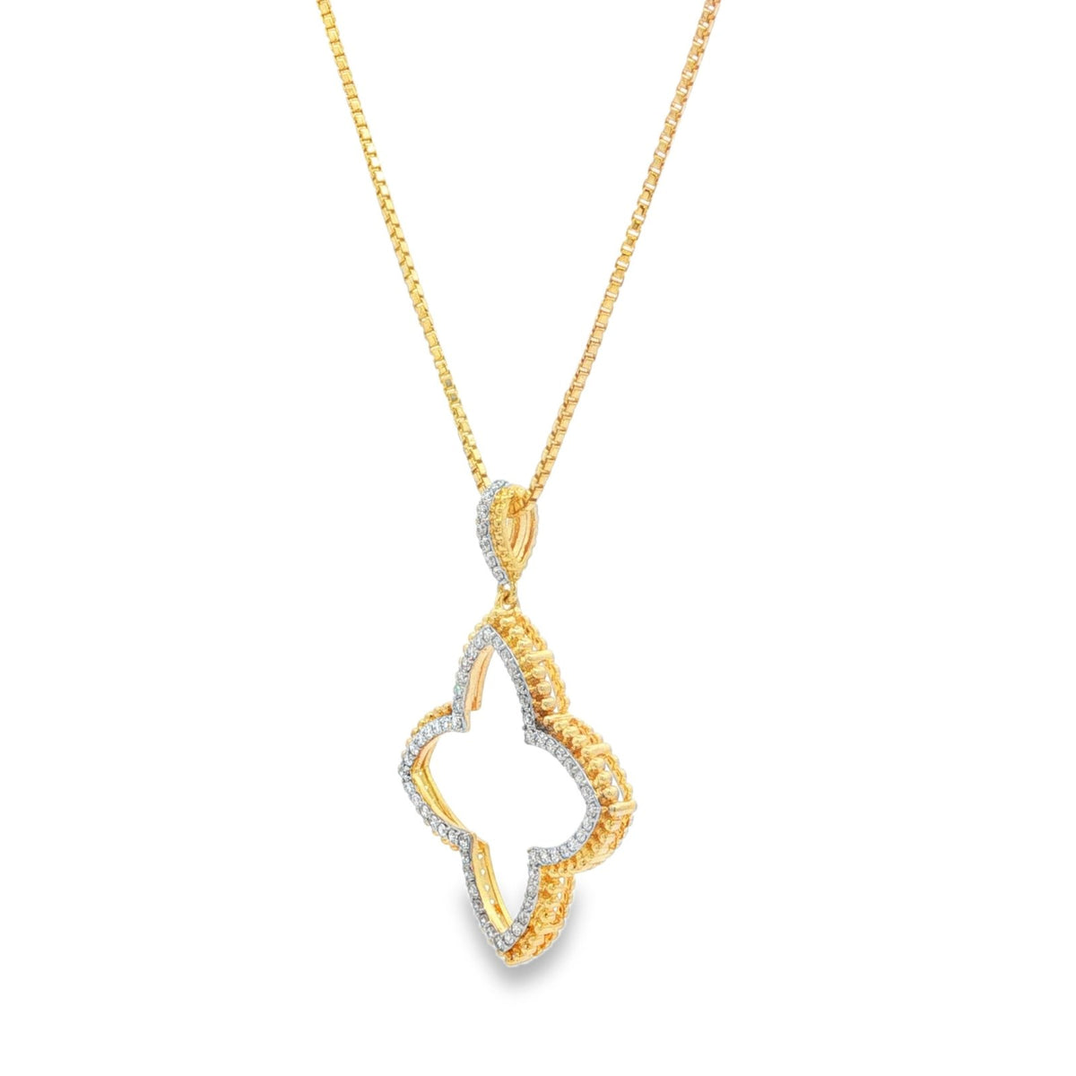 Jai's 14K Yellow Gold Diamond Quatrefoil Necklace