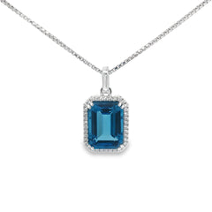 Jai's 14K White Gold Octagon-cut Blue Topaz & Diamond Necklace