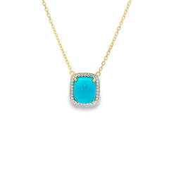 Jai's 14K Yellow Gold Cushion-shaped Turquoise & Diamond Necklace