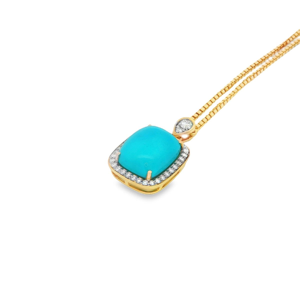 Jai's 14K Yellow Gold Cushion-shaped Turquoise & Diamond Necklace