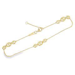 Jai's 14K Yellow Gold Clustered Mariner-link Anklet