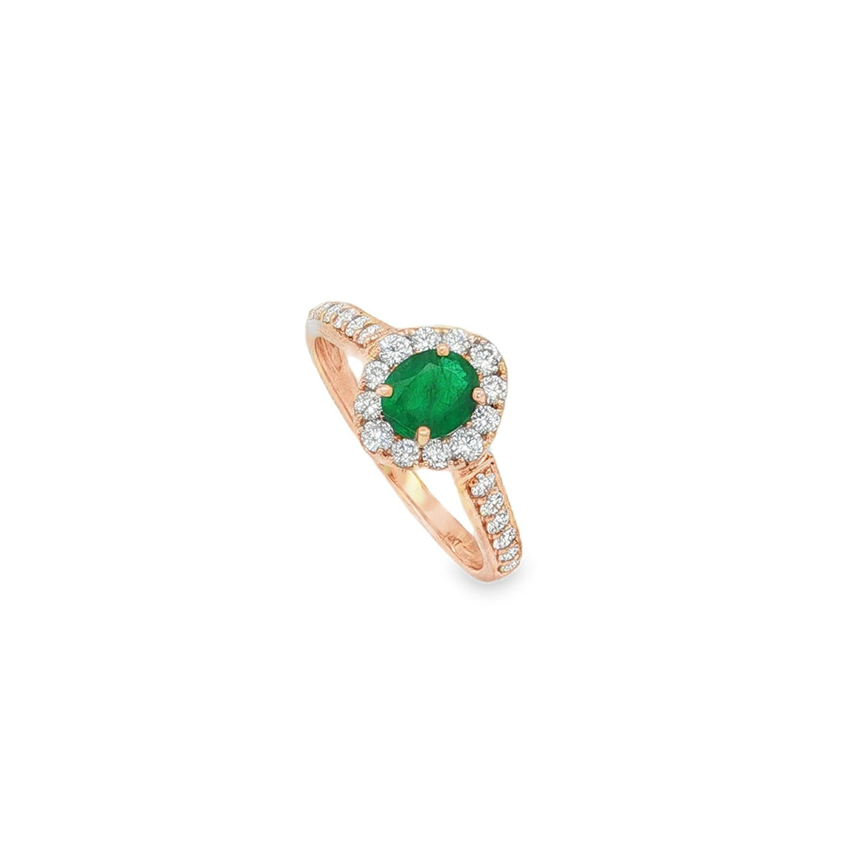 Jai's 14K Rose Gold Oval-cut Emerald & Diamond Ring